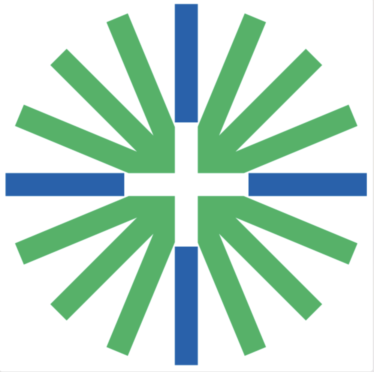 Norjan suomalaisen seurakunnan logo, jossa vihreää, sinistä ja valkoista.